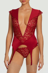 Coco de Mer Ravenna Suspender Top in Ruby