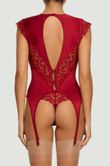 Coco de Mer Ravenna Suspender Top in Ruby