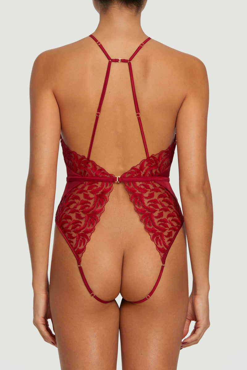 Coco de Mer Ravenna Open Playsuit in Ruby