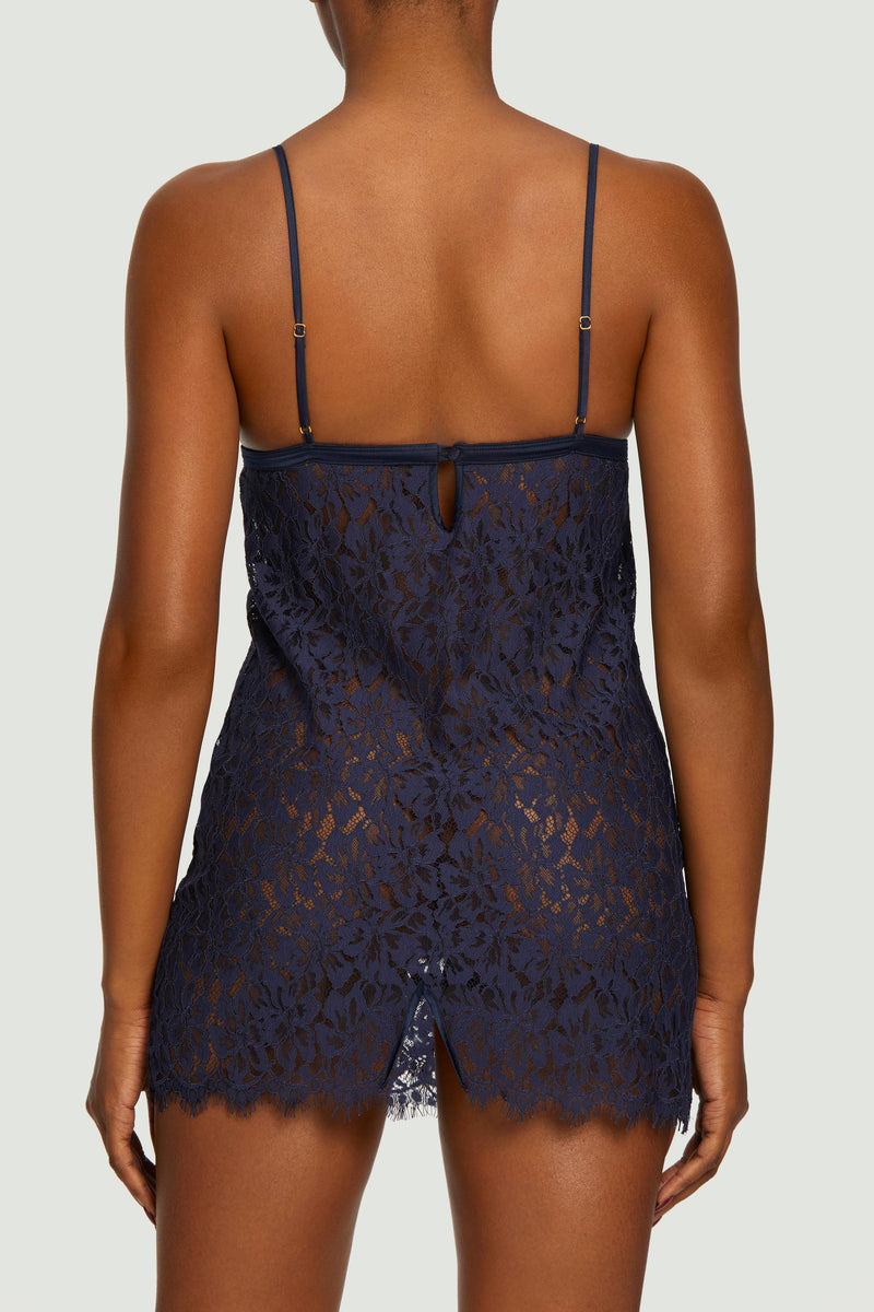 Muse by Coco de Mer Beatrice Slip in Navy