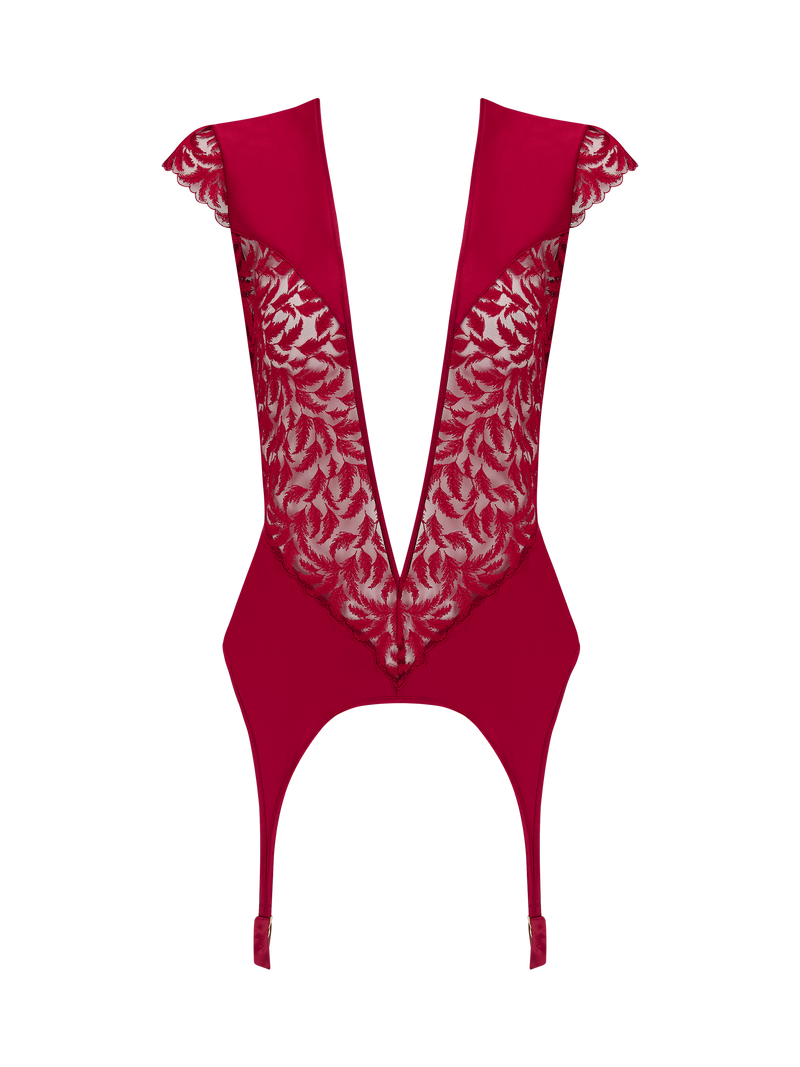 Coco de Mer Ravenna Suspender Top in Ruby