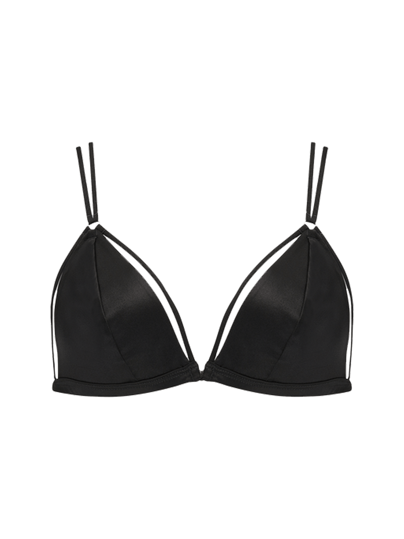 Sylph Black Silk Front-Fastening Triangle Bra